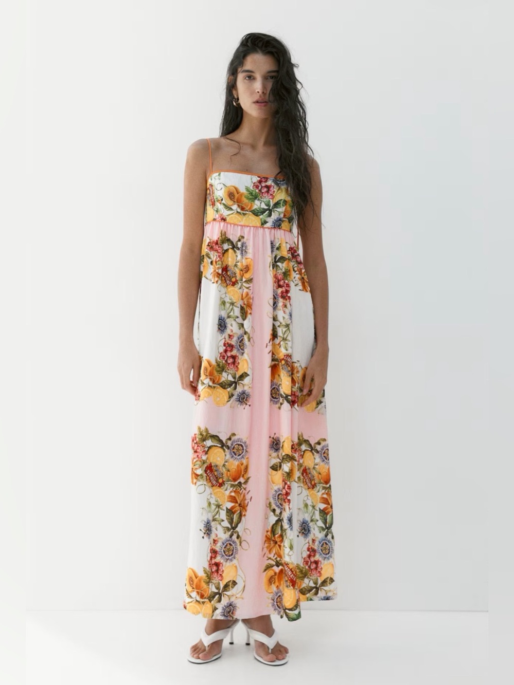 H&M Dress with Tie Shoulder Straps (Light pink/Lemons)‎ NWT SZ SMALL